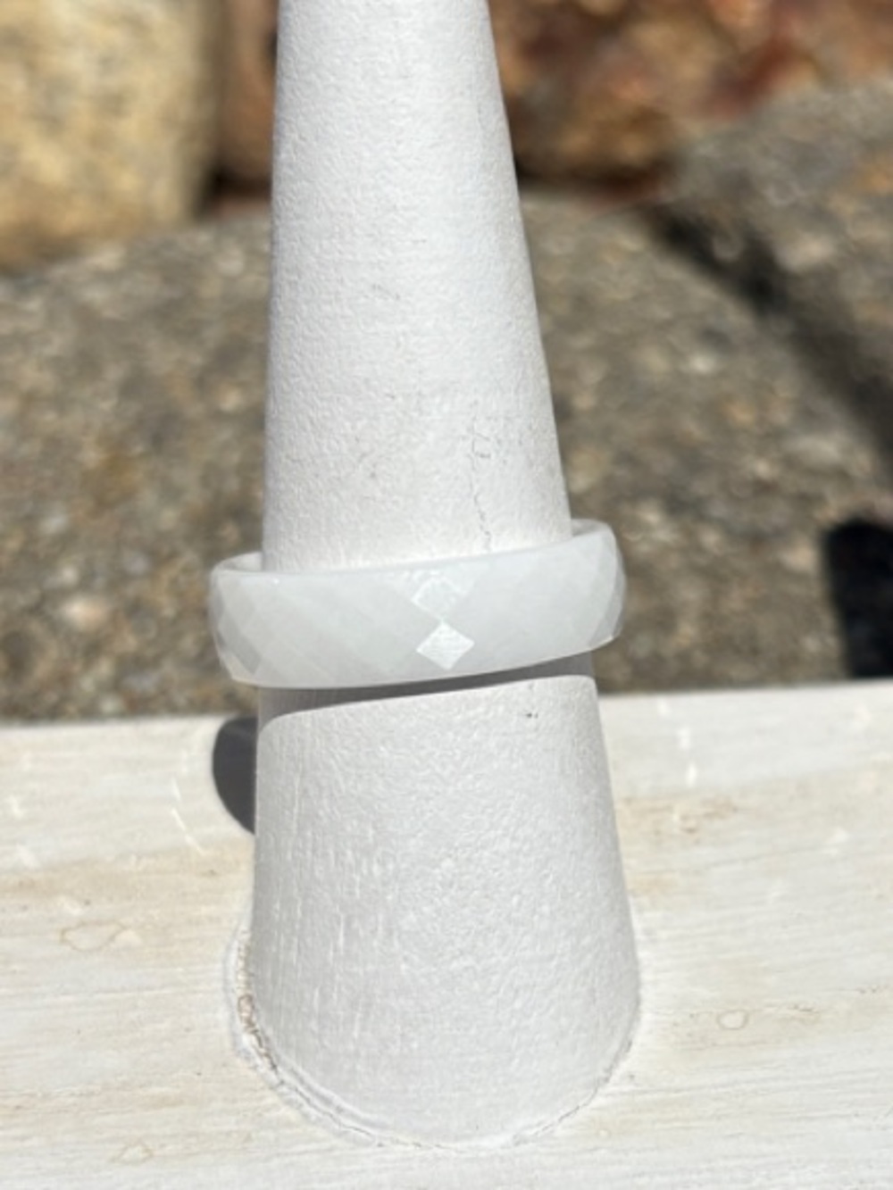 Park Lane “Domino” White Faceted Titanium Carbonite Band